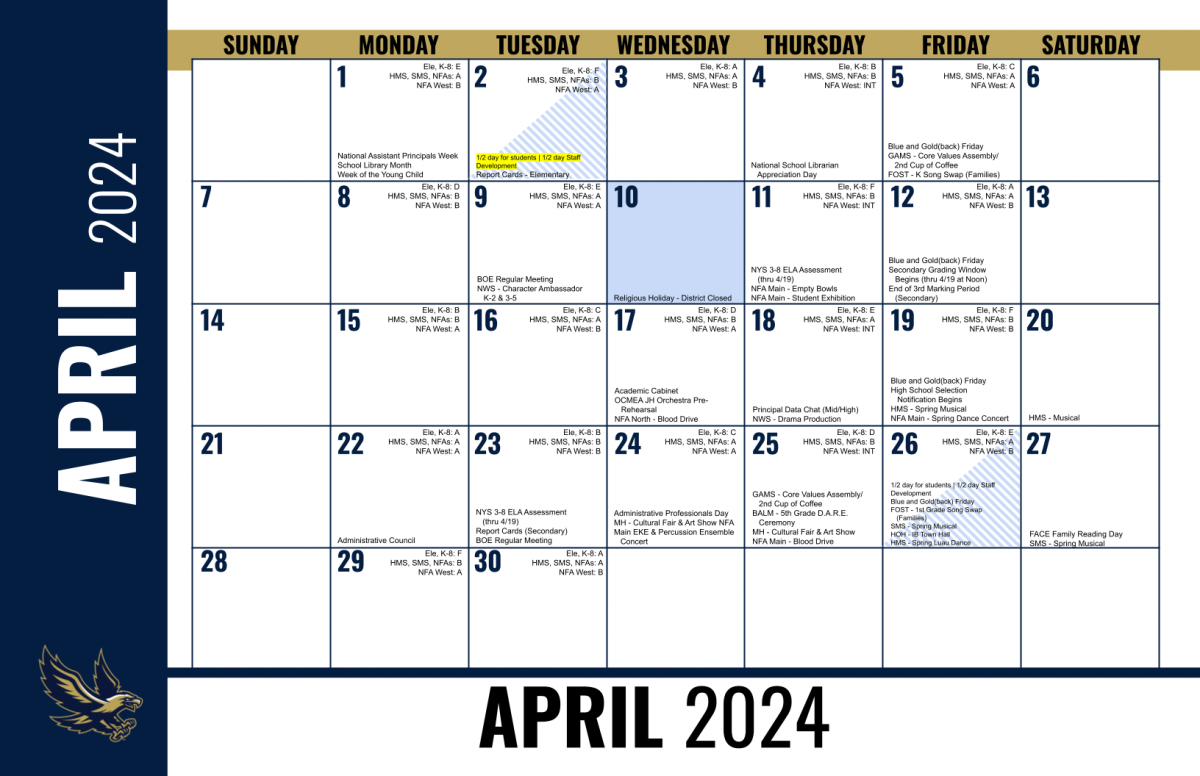 CALENDAR UPDATE & REMINDER May 2024 News NECSD